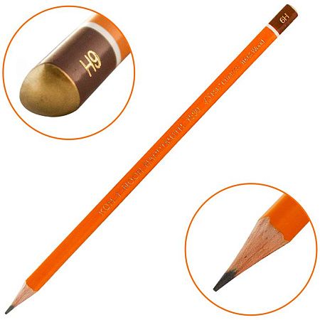 Набор карандашей ч/г Koh-I-Noor "1582" 12шт., 6B-6H, трехгранный, заточен., метал.пенал 