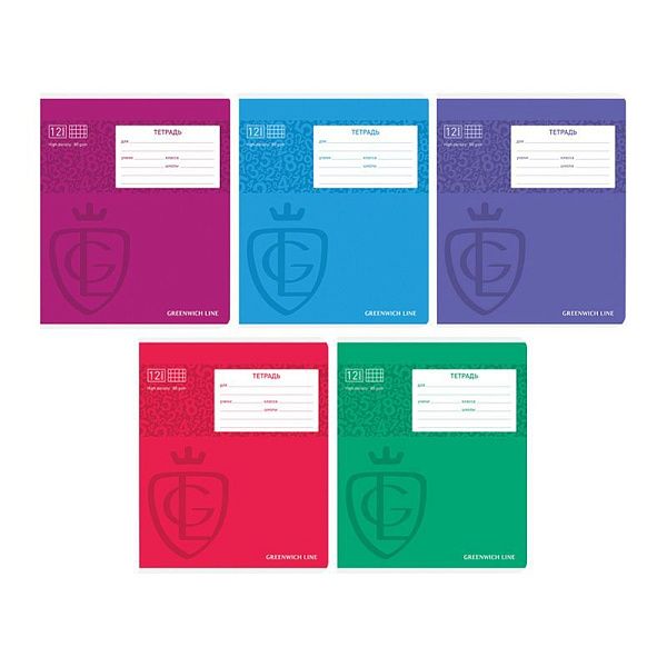 Тетрадь 12л., клетка Greenwich Line "Royal book", УФ-лак, 80г/м2