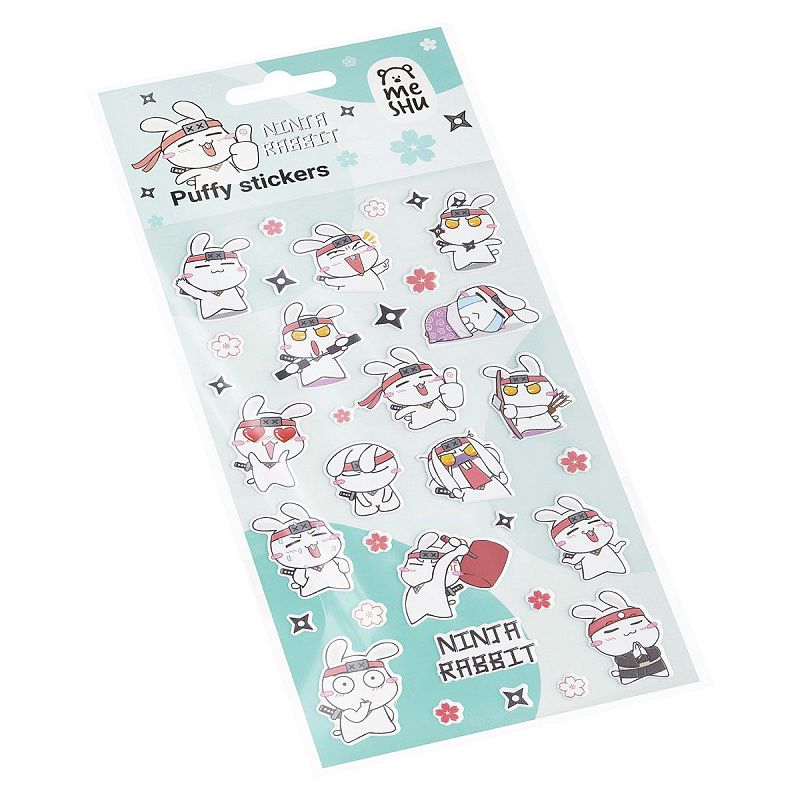 Наклейки объемные MESHU "Ninja Rabbit", 10*23см, инд. уп., европодвес