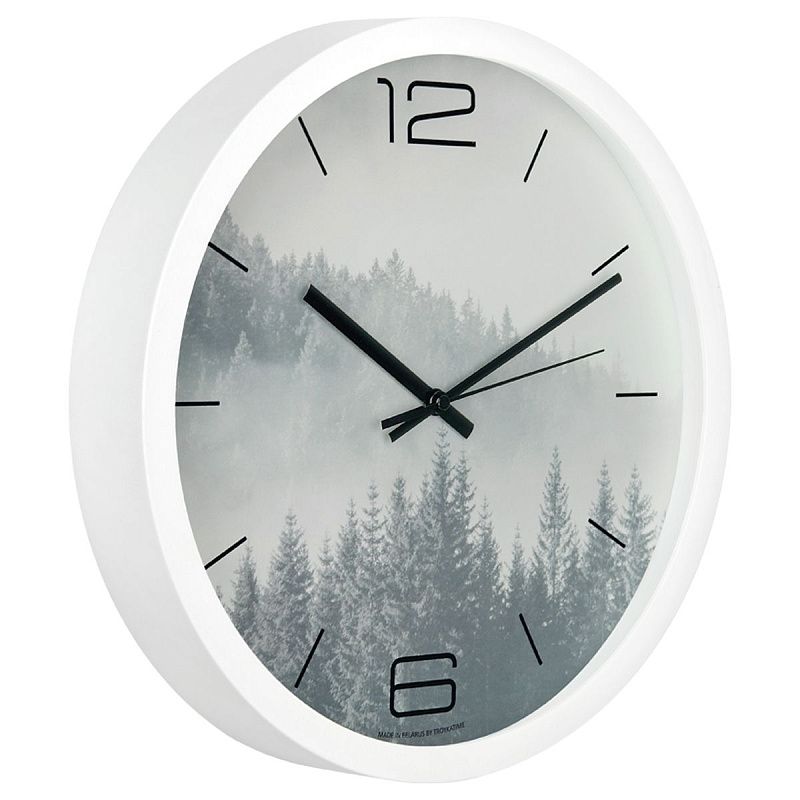 Часы настенные ход плавный, Troyka 77761790, круглые, 30*30*5, белая рамка