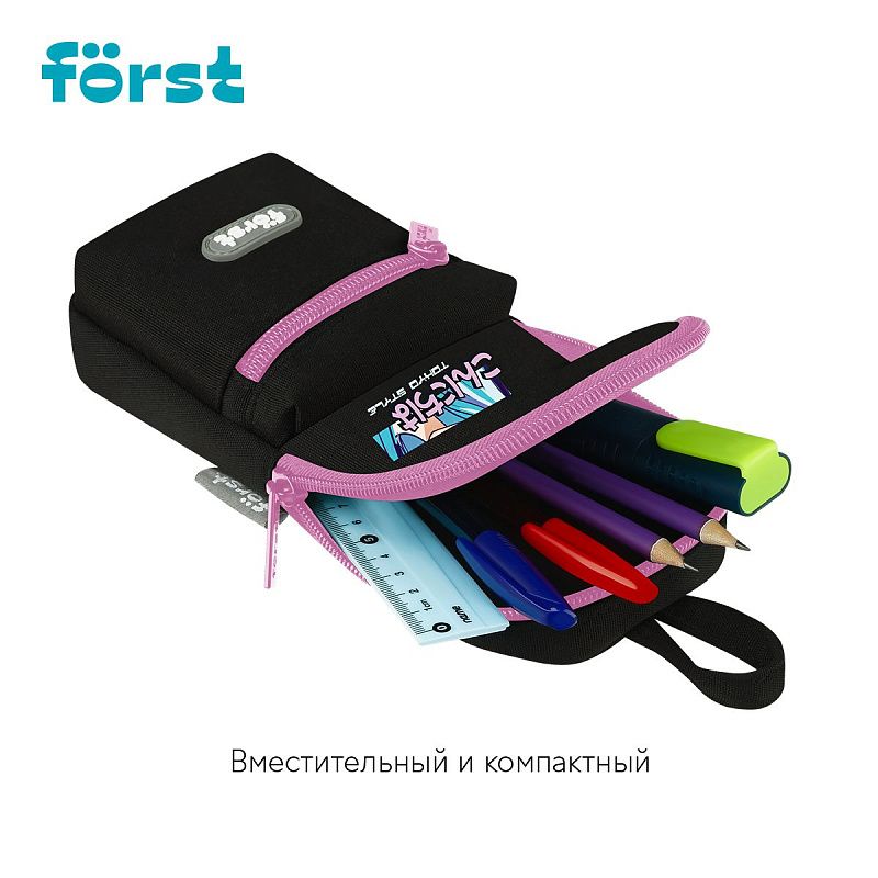 Пенал мягкий 1 отделение, 1 карман, 210*90*40 Först "Tokio style", текстиль 