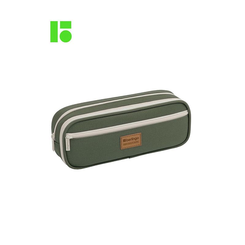 Пенал мягкий 2 отделения, 1 карман, 220*80*50 Berlingo "Classic military", полиэстер, внутренний органайзер 