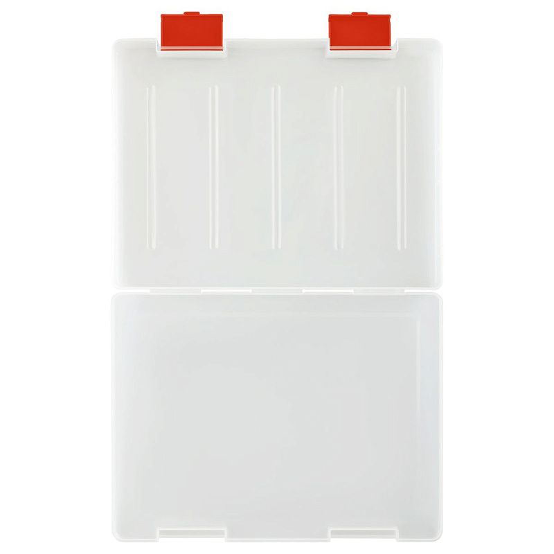 Папка для документов СТАММ А4, 235*310*40мм, пластик., прозрачная, красные защелки 