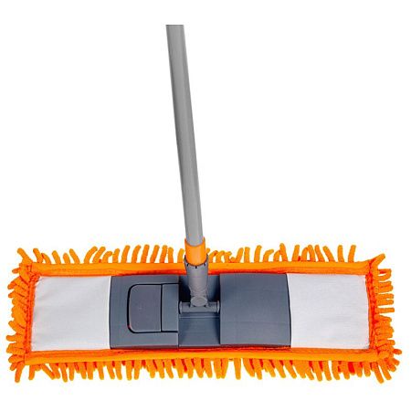 Швабра OfficeClean Professional, телеск. ручка 120см, пласт. флаунд. 40см, насадка ворс. микрофибра (карманы)
