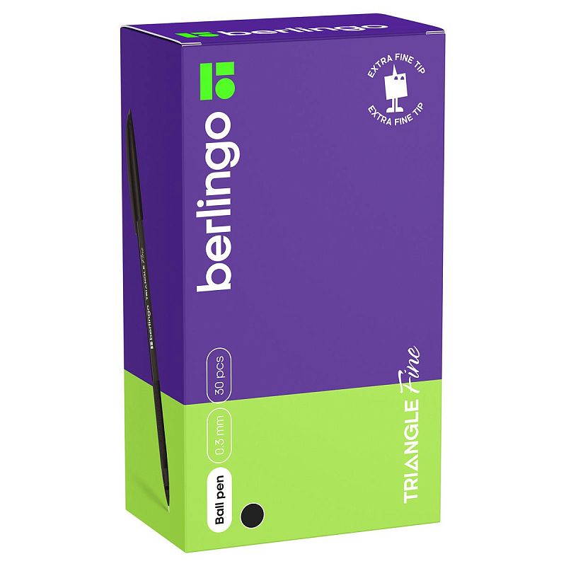 Ручка шариковая Berlingo "Triangle Fine" черная, 0,7мм, трехгран., грип 