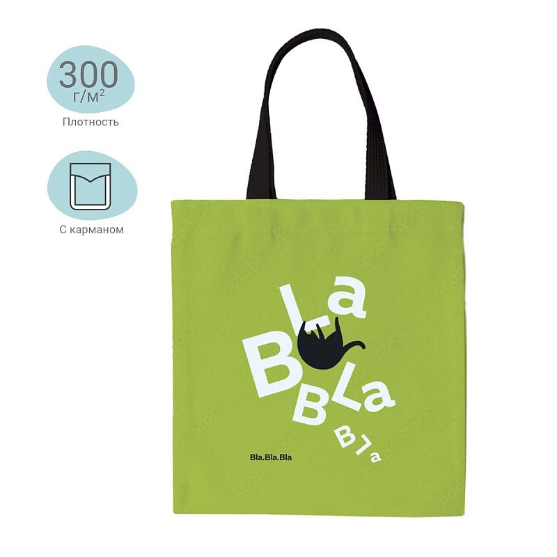 Сумка-шоппер MESHU "Bla bla", 33*40см, канвас, с карманом 