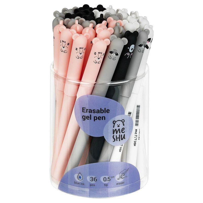 Ручка гелевая стираемая MESHU "Lovely Cutes" синяя, 0,5мм, корпус ассорти 