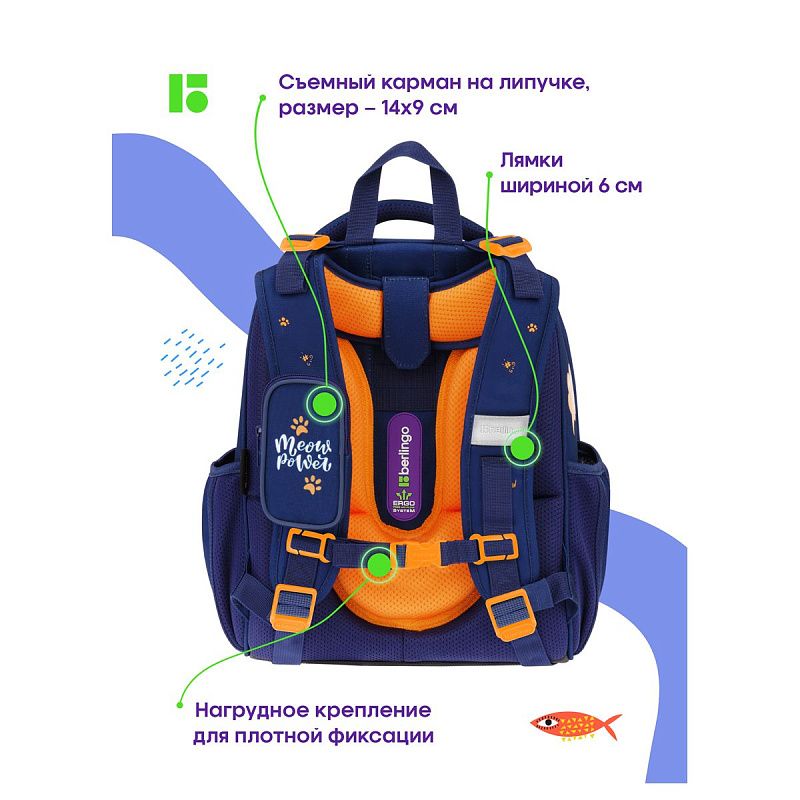 Ранец Berlingo Expert "Meow power" 37*28*16см, 2 отделения, 2 кармана, анатомическая спинка 