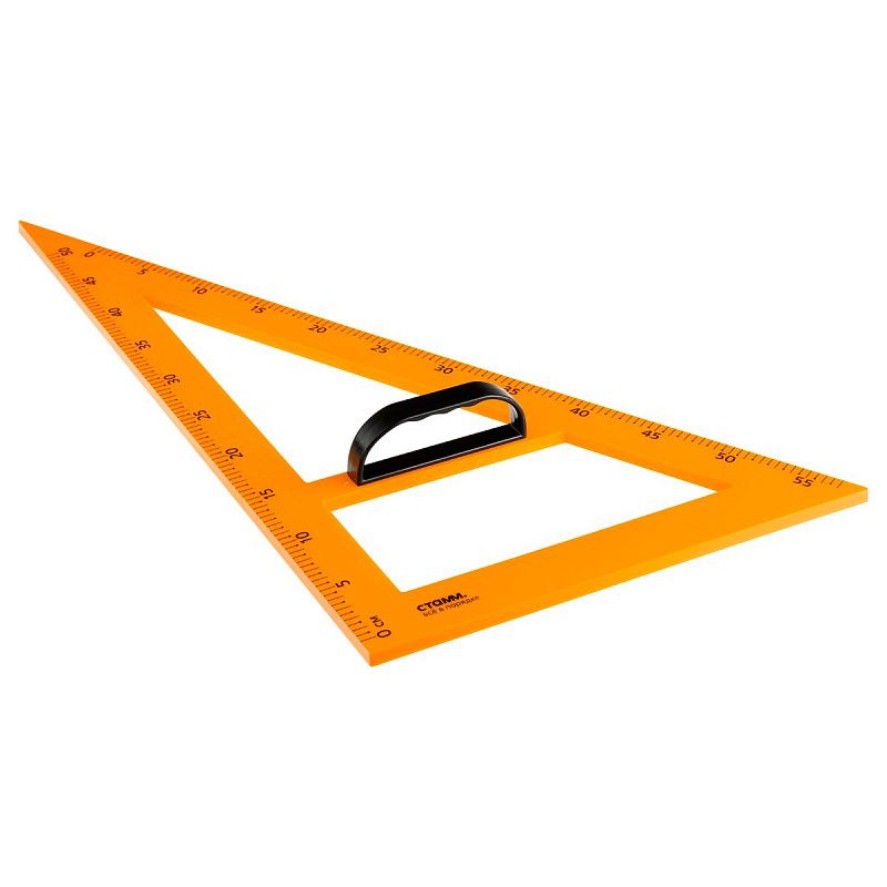 Треугольник для школьной доски 30°, 50см СТАММ, пластиковый, желтый, с ручкой 