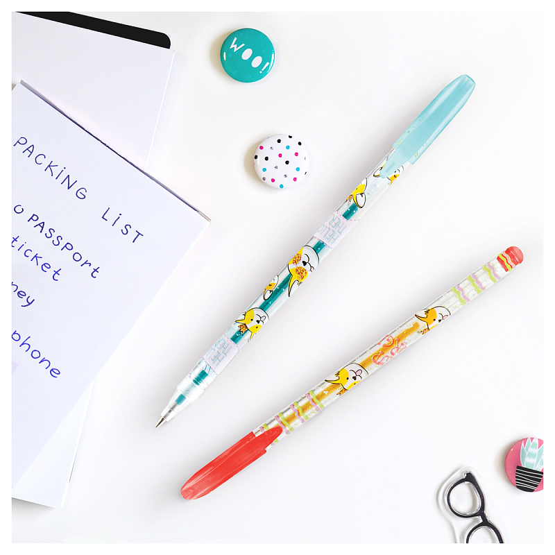 Набор гелевых ручек ArtSpace "Милые зверушки" 06цв., 1,0мм, с блестками, ПВХ чехол 