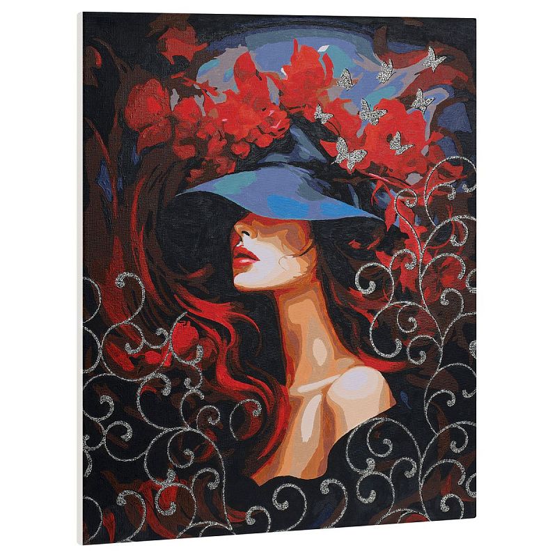 Картина по номерам на холсте с глиттером ТРИ СОВЫ "Загадочность", 40*50, с акриловыми красками и кистями