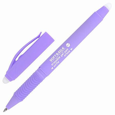 Ручка стираемая гелевая с грипом BRAUBERG "SOFT&SILK PASTEL", СИНЯЯ, корпус ассорти, узел 0,7 мм, 143934 