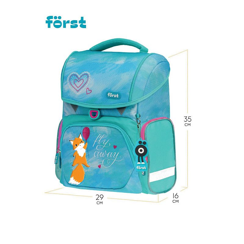 Ранец Först F-Set "Pretty fox" 35*29*16 см, 1 отделение, 3 кармана, анатомическая спинка, пенал, мешок для обуви 