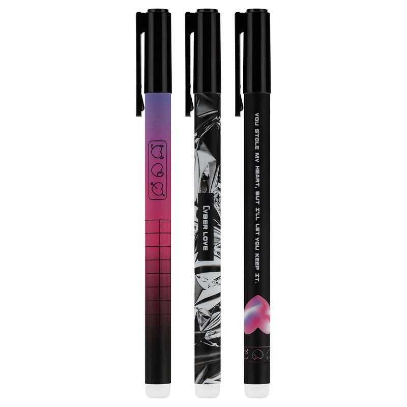 Ручка гелевая стираемая MESHU "Cyber love" синяя, 0,5мм, корпус ассорти 