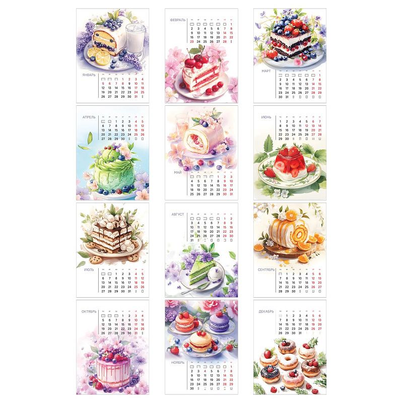 Календарь-домик, 108*140 мм BG "Десерты", на гребне, 2026г.