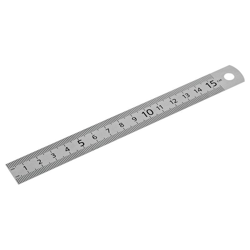 Линейка 15см СТАММ, стальная, ПВХ чехол с европодвесом 