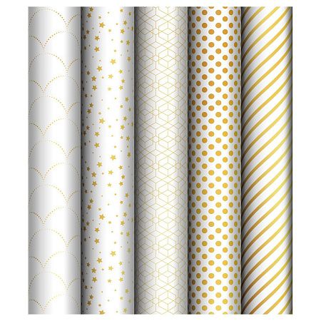 Упаковочная бумага глянц. 70*100см, MESHU "Pattern on white", 80г/м2, ассорти 5 дизайнов