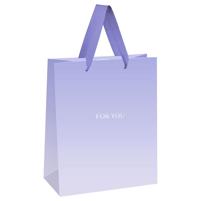Пакет подарочный 18*23*10см MESHU "For you. Purple", фольга, матовая ламинация