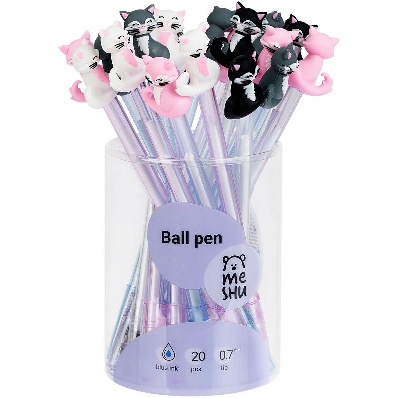 Ручка шариковая MESHU "Purr" синяя, 0,7мм, корпус ассорти 