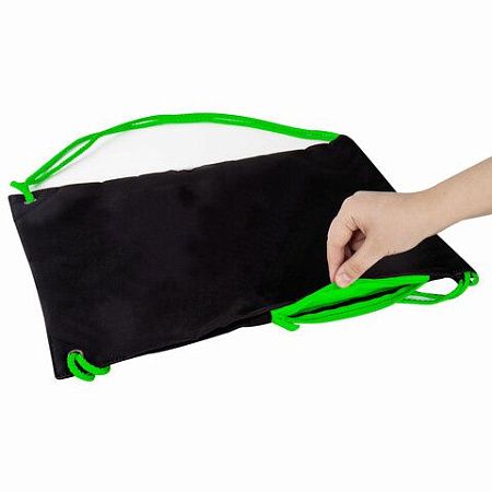 Мешок для обуви BRAUBERG плотный, карман на молнии, подкладка, 43х33 см, "Neon Green", 271625 