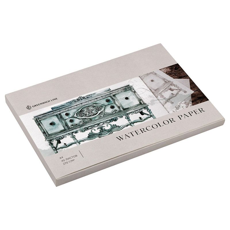 Папка для акварели 40л. А4, Greenwich Line "Винтажная мебель", 270г/м2