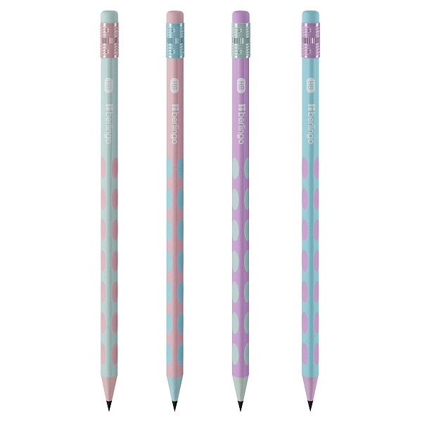 Карандаш ч/г Berlingo "Haze" HB, пластиковый, трехгранный, с выемками, заточен., с ластиком, PET-бокс