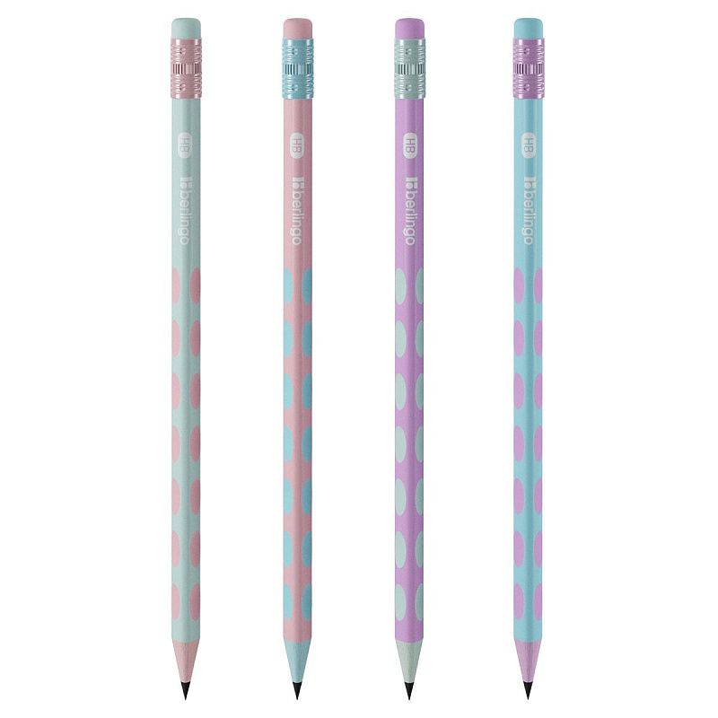 Карандаш ч/г Berlingo "Haze" HB, пластиковый, трехгранный, с выемками, заточен., с ластиком, PET-бокс