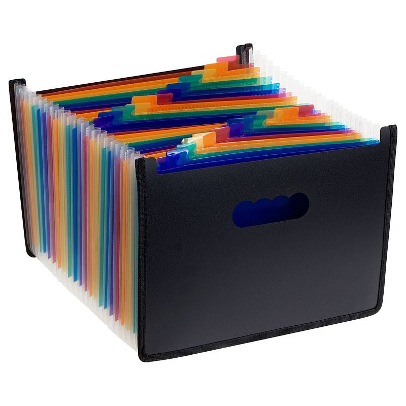 Лоток-органайзер для хранения документов СТАММ А4, 25 отделения,  черный 