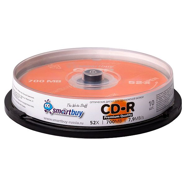 Диск CD-R 700Mb Smart buy 52x Cake Box (10шт)