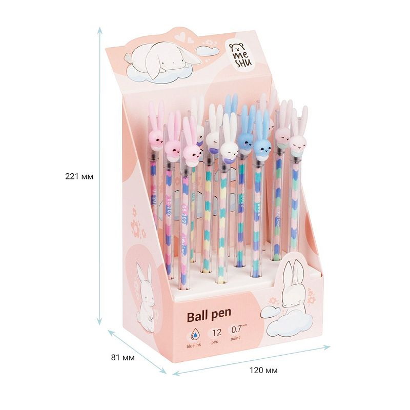 Ручка шариковая MESHU "Ice Cream Rabbit ", синяя, 0,7мм, корпус ассорти, с топпером 