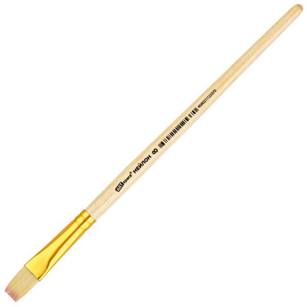 Кисть нейлон, ArtSpace, плоская №08, пакет, европодвес