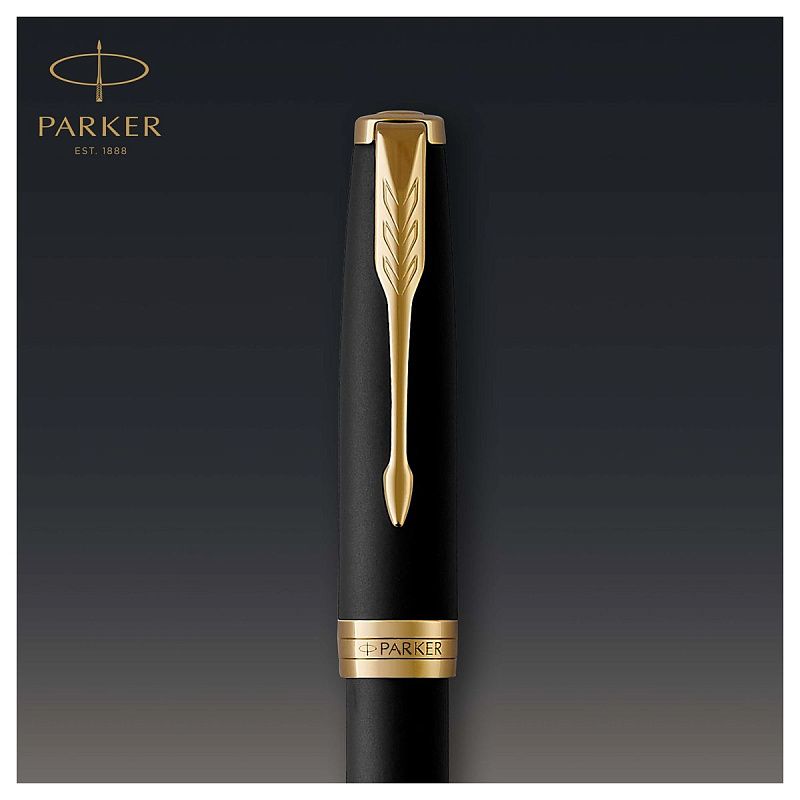 Ручка перьевая Parker "Sonnet Matte Black GT" 0,8мм, подарочная упаковка 