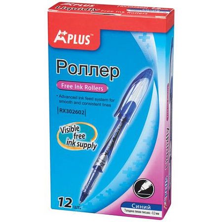 Ручка-роллер BEIFA (Бэйфа) "A Plus", СИНЯЯ, корпус с печатью, узел 0,5 мм, линия письма 0,33 мм, RX302602-BL 