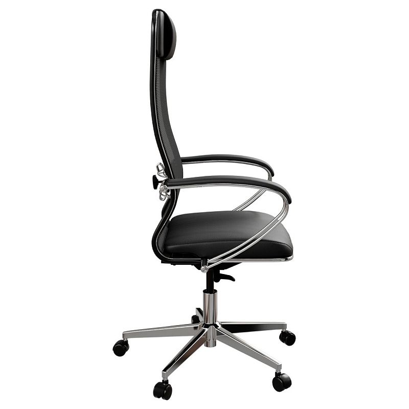 Кресло руководителя Метта "ErgoLife" Comfort, сетка/экокожа черная, синхромеханизм качания, мультиблок, z1F6.16.1.543