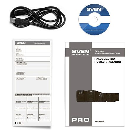 Источник бесперебойного питания Sven PRO 650, 2 розетки, 650ВA, 390Вт, LCD дисплей, черный