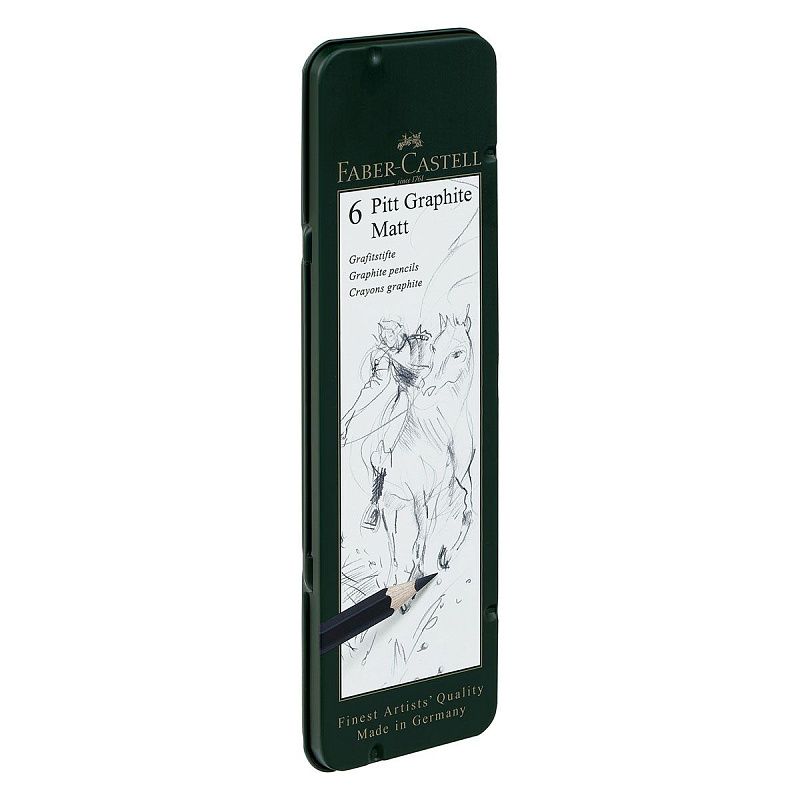 Набор карандашей ч/г матовых Faber-Castell "Pitt Graphite Matt" 2B, 4B, 6B, 8B, 10B, 12B, заточ., метал.кор