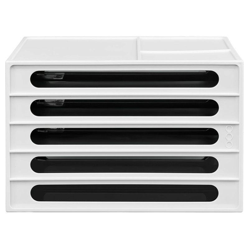 Блок из 4 выдвижных лотков СТАММ, белый корпус, тонированные черные лотки