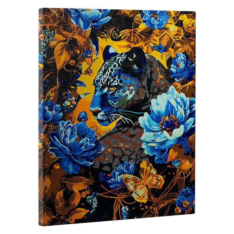 Картина по номерам на холсте с глиттером ТРИ СОВЫ "Пантера", 40*50, с акриловыми красками и кистями