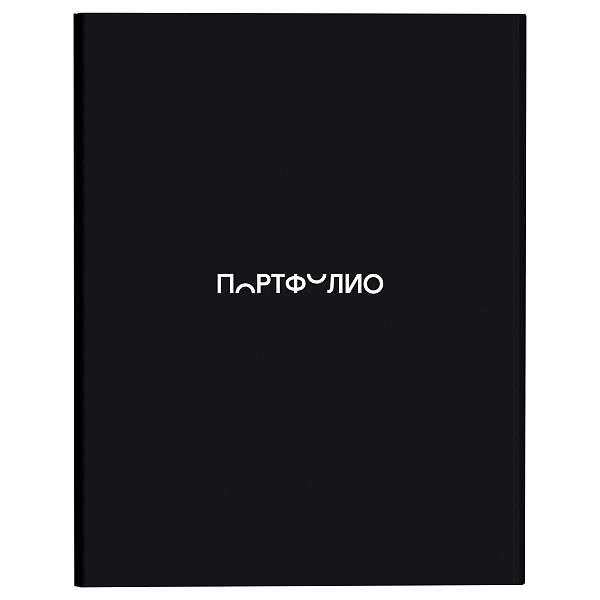 Папка-портфолио 7БЦ А4 BG, на 4 кольцах, для школьника "Черный", 20 файлов