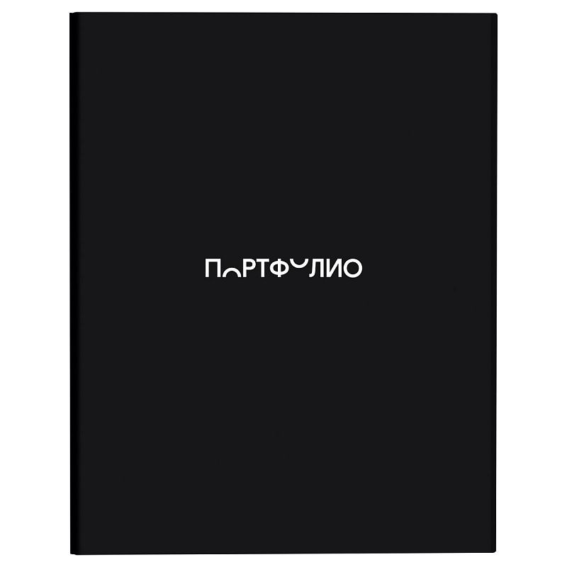 Папка-портфолио 7БЦ А4 BG, на 4 кольцах, для школьника "Черный", 20 файлов