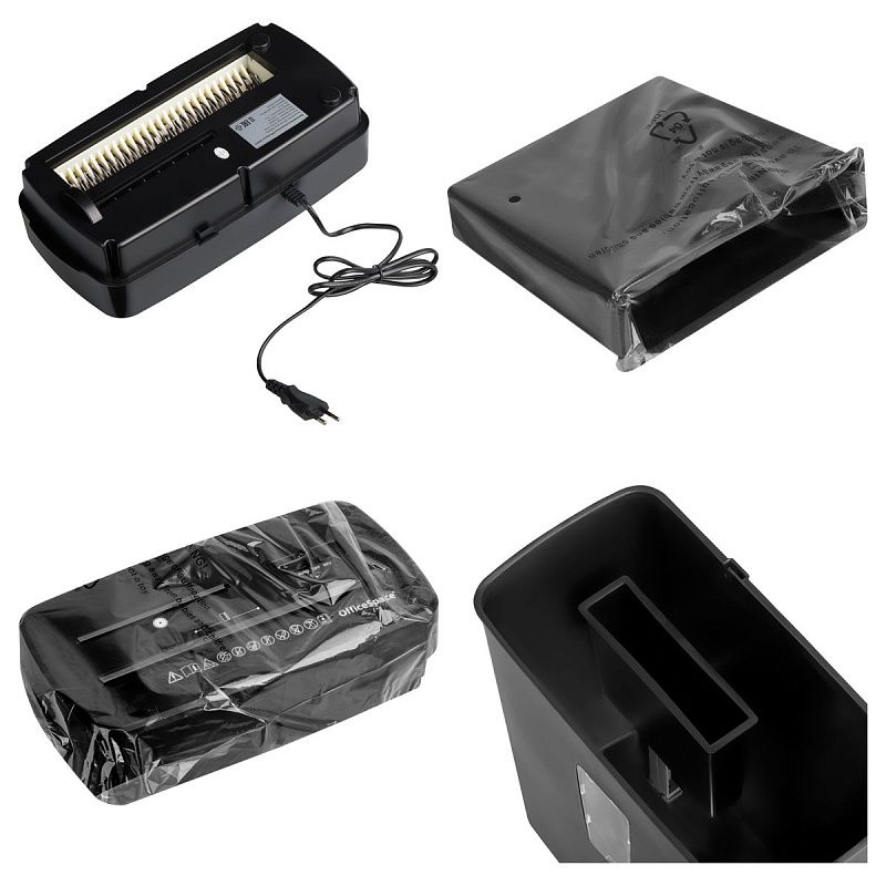 УЦЕНКА - Уничтожитель документов OfficeSpace DS813, 4 ур. секр., 4*39мм, 8 листов, 13л., CD, карты (осн 346323)