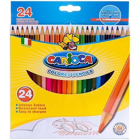 Карандаши цветные Carioca 24цв., заточен., картон, европодвес