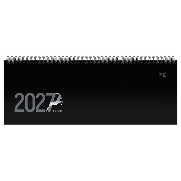 Планинг датированный 2027г., 64л., 285*100мм, картон, BG "Символ  года", черный, на гребне