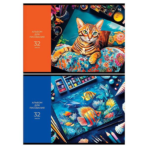 Альбом для рисования 32л., А4, на скрепке BG "Рисунок акварелью"