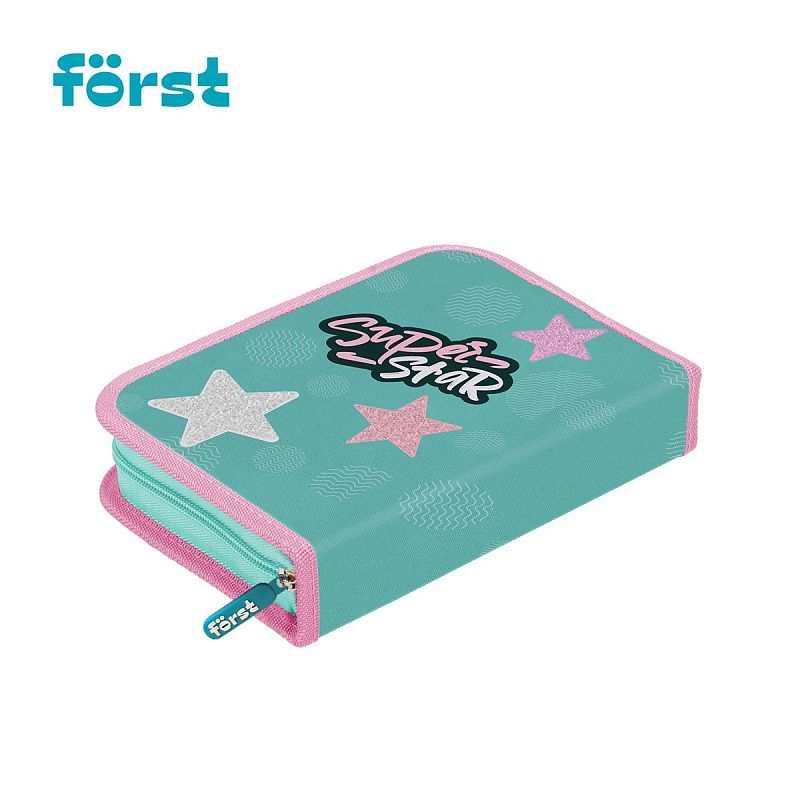 Пенал 1 отделение, 200*140*40 Först "Super star", дополнительная откидная секция, полиэстер 
