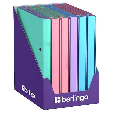 Папка на 2 кольцах Berlingo "Haze" A4, 24мм, 600мкм, D-кольца, с внутр. карманом, софт-тач, ассорти 