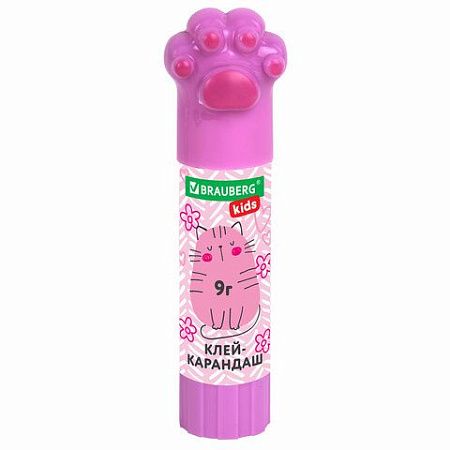 Клей-карандаш "Лапки" Cat Paw, 9 г, фигурный колпачок, 3 шт. на блистере, BRAUBERG KIDS, 271982