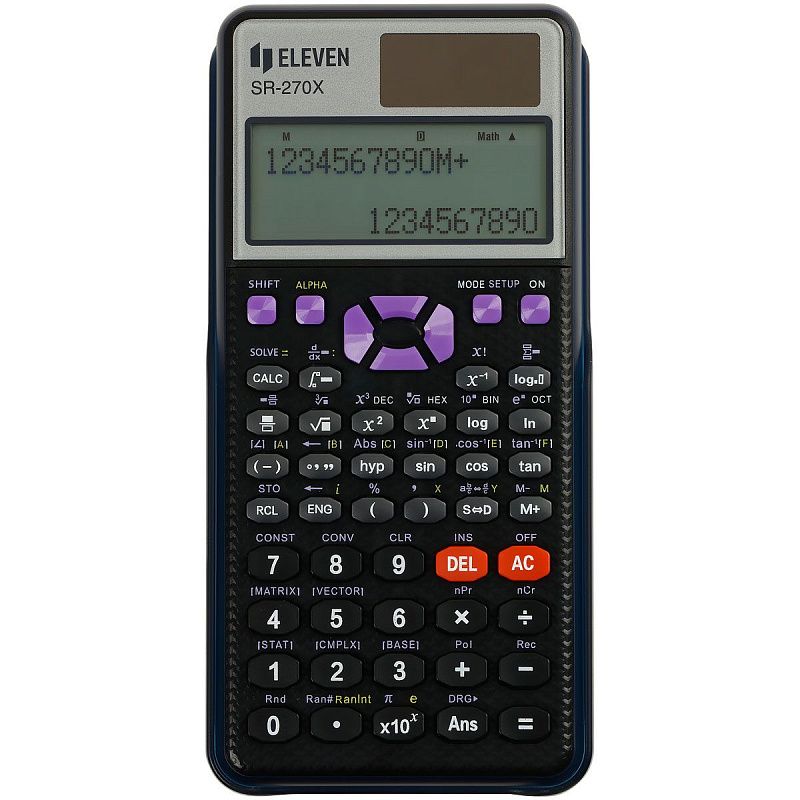 Калькулятор научный Eleven SR-270X, матричный дисплей, 417 функций, двойное питание, 81*165*16 мм, черный