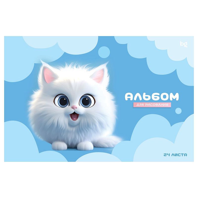 Альбом для рисования 24л., А4, на гребне BG "Пушистики", эконом