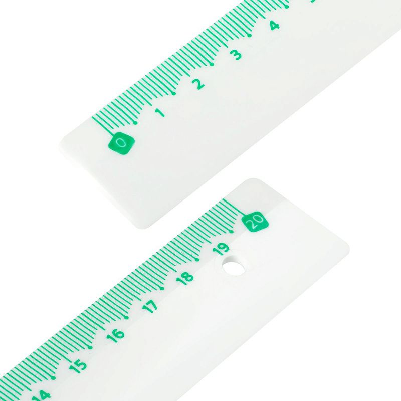 Линейка 20см СТАММ, пластиковая, непрозрачная, белая, с цветной шкалой 